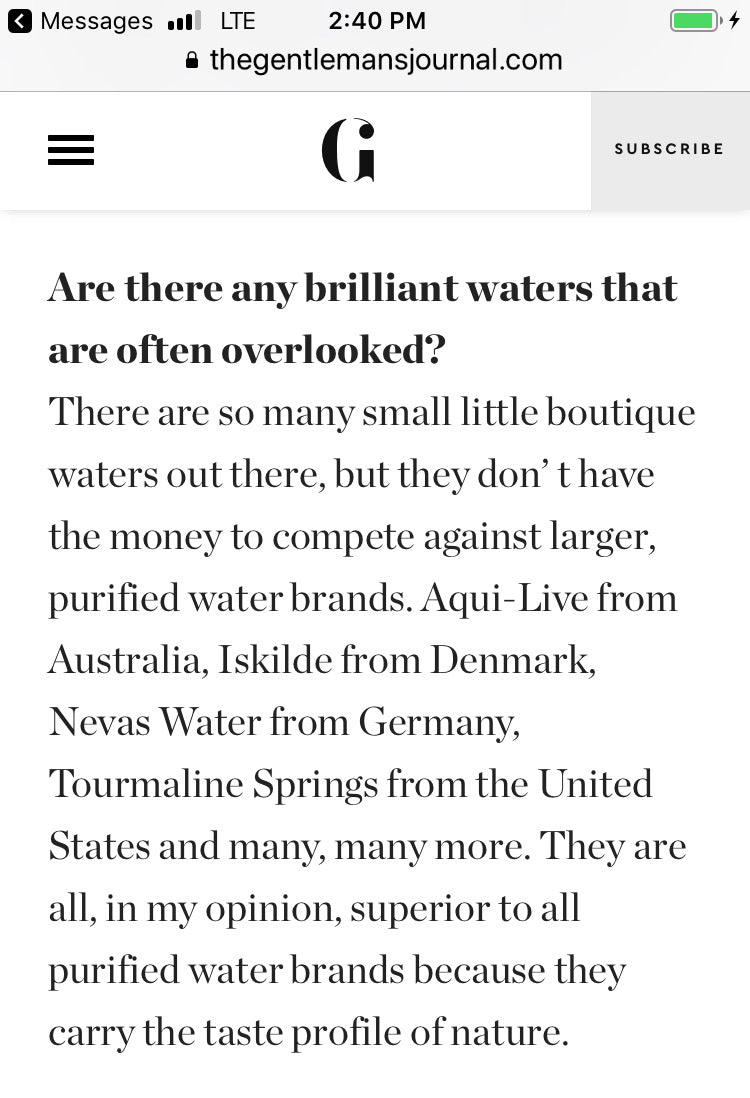 Tourmaline Spring featured in the prestigious Gentlemans Journal (click to read the article)