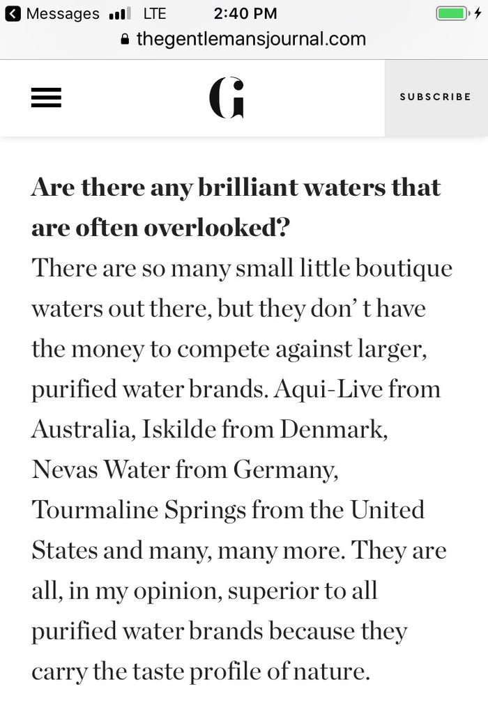 Tourmaline Spring featured in the prestigious Gentlemans Journal (click to read the article)